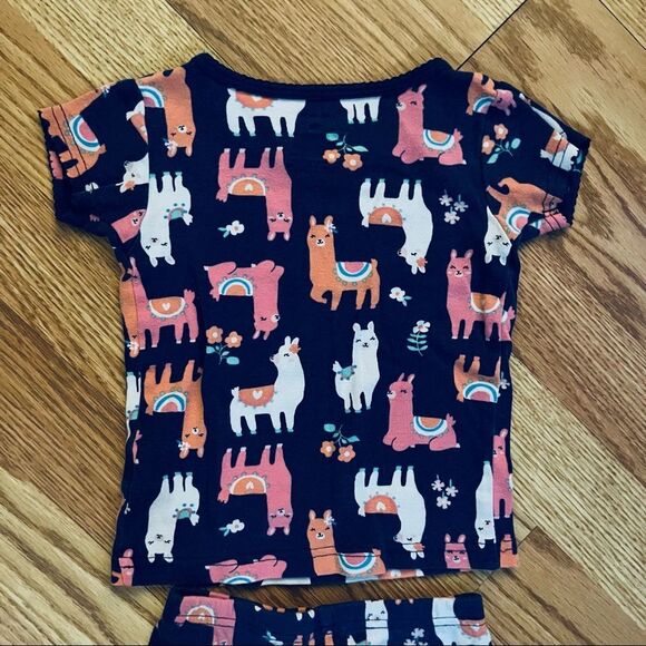 Carters Blue & Pink Llama Print Cotton Pajama Shorts & Matching Top Size 2 T - Picture 7 of 8